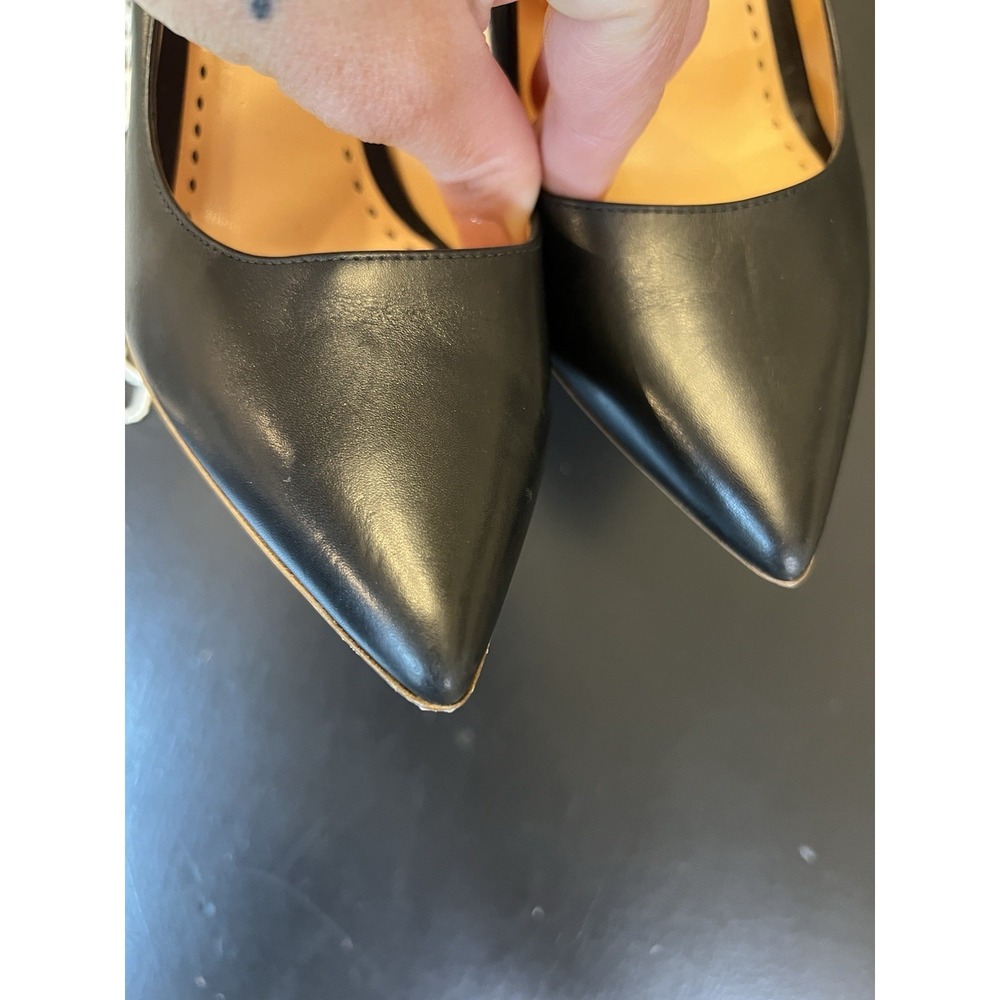 Rupert Sanderson Black Leather Pointed Toe Heels Sz 37.5 Made In Italy‎ USA Sz 7 - Picture 7 of 16